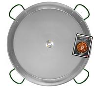 COMBOI - Paellera de acero pulido 90 cm, paellera grande para 40-50 raciones, apta para gas, leña y paelleros, fabricada en España, incluye recetario digital. (90 CM)