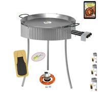 COMBOI Paellero gas butano 60 CM, Kit Quemador Paellera de 70 CM, Regulador de gas, Manguera, Patas Tripode, Paravientos, nivel, delantal, Libro de Recetas digital (KIT Paellero 60 CM + PARAVIENTOS)