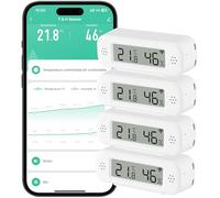 Comboss Sensor de termómetro e higrómetro Wifi, sensor de temperatura y humedad con alarma de notificación de aplicación remota, compatible con Alexa (4 pieza)