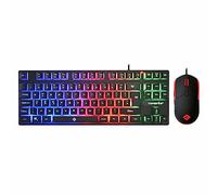 Combrite Juego de Teclado y ratón para Juegos Falcon Pro, TKL Compact, Rainbow LED, USB Wired Desktop Combo, UK Layout, para PC, portátil, PS4, PS5, Xbox One