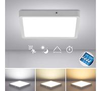 Combuh 18W Plafon LED con Sensor de Movimiento Interior, 22,5cm Lampara Techo con Detector Automatica, Luz Sensor Crepuscular con Cálido, Natural y Frío, para Escaleras, Garaje y Trastero