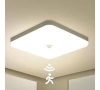 Combuh 25 cm Plafon Led con Sensor de Movimiento Interior, 30W 220V Lampara Techo Cuadrado, Blanco Natural 4000K Luz Detector Movimiento, IP56 Impermeable para Garaje Hall Pasillo