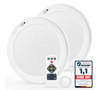 Combuh Led Plafon Baño Techo Bateria Sin Cables, Lampara Garaje Recargable con Sensor de Movimiento, Luz con mando sin taladro para Ducha, Terraza, Dormitorio, Redondo 2 Unidad