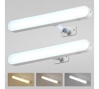 Combuh Luz para Tocador de Maquillaje Lues Espejo Baño Sin Cable Sin Instalación, Autonomía 14 Días 4000mAh Lampara LED Espejo Recargable con Usb 3 Temperaturas de Color Ajustables 2 Unidad