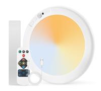 Combuh Luz sin Electricidad Lampara Baño LED Techo Bateria sin Cable Plafon a Pilas, Autonomía 85 Días 6000mAh Plafón Recargable con Mando Interior para Garaje Trastero Pasillos Redondo 1 Unidad