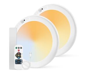 Combuh Luz sin Electricidad Lampara Garaje LED Techo Bateria sin Cable Plafon a Pilas, Autonomía 85 Días 6000mAh Plafón Recargable con Mando Interior para Baño Trastero Pasillos Redondo 2 Unidades