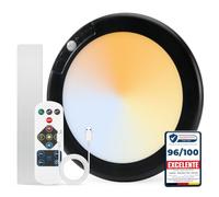 Combuh Luz sin Electricidad Lampara Trastero LED Techo Bateria sin Cable Plafon a Pilas, Autonomía 85 Días 6000mAh Plafón Recargable con Mando Interior para Baño Garaje Pasillos Negro 1 Unidad