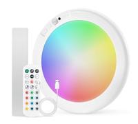 Combuh Luz sin Electricidad RGB Lampara Ducha LED Techo Bateria sin Cable Plafon a Pilas, Autonomía 70 Días 5000mAh Plafón Recargable con Mando Interior para Fiesta Baño Redondo 1 Unidad