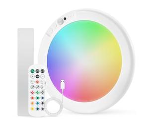 Combuh Luz sin Electricidad RGB Lampara Ducha LED Techo Bateria sin Cable Plafon a Pilas, Autonomía 70 Días 5000mAh Plafón Recargable con Mando Interior para Fiesta Baño Redondo 1 Unidad