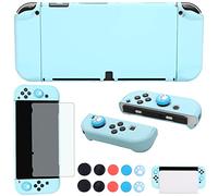 COMCOOL Funda acoplable para Nintendo Switch OLED 2021 - Bonitos accesorios de cubierta protectora para Nintendo Switch OLED y controlador Joy-Con con protector de pantalla para pulgar - Azul