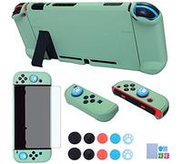 COMCOOL - Funda para Nintendo Switch, funda protectora 3 en 1 para mando Joy-Con y protector de pantalla y empuñaduras para el pulgar, color verde té