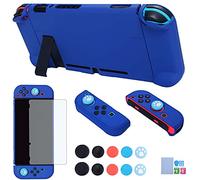 COMCOOL - Funda para Nintendo Switch, funda protectora 3 en 1 para mando Joy-Con y protector de pantalla y empuñaduras para el pulgar, color azul oscuro