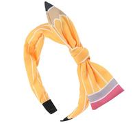 Comdoit Diadema amarilla para el regreso a clases, diadema de lápiz para niñas, bonita diadema de lápiz con diseño de rayas, accesorios para el cabello para el primer día de escuela, accesorios para