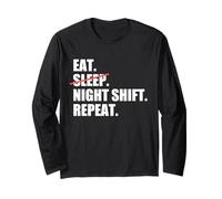 Come. Dormir. Turno DE Noche. Repetir. Rojo Editar Médicos Meme Manga Larga