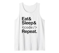 Come, Duerme, código, Repite, codificación Divertida, programación de computadora Camiseta sin Mangas