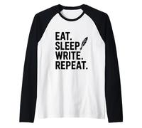 Come, Duerme, escribe, Repite una Cita Motivacional Camiseta Manga Raglan