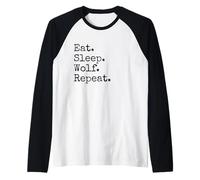 Come. Duerme. Lobo. Repite. Camiseta Manga Raglan
