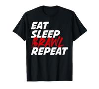 Come Duerme Pelea Repite Humor Combate Retro Camiseta