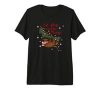 Come, Duerme y sé Feliz Perezoso navideño Camiseta Premium