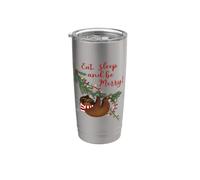Come, duerme y sé feliz perezoso navideño Vaso térmico de acero inoxidable de doble pared