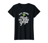 Come más Las Plantas Hacen más Yoga Camiseta gráfica económica, Mujer, Negro, L