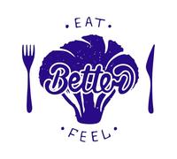 Come mejor y siéntete mejor con brócoli, letras manuscritas, caligrafía moderna con pincel. Pegatinas de pared de vinilo 42x44.4cm Removible sin dejar pegamento Azul oscuro