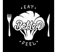 Come mejor y siéntete mejor con brócoli, letras manuscritas, caligrafía moderna con pincel. Pegatinas de pared de vinilo 67.2x71cm No daña la superficie de la pared Blanco