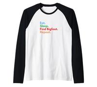Come Sleep Encuentra Bigfoot Repeat para Cazadores y Amantes de pies Grandes Camiseta Manga Raglan
