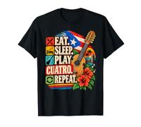 Come Sleep Play Cuatro Repite Música Puertorriqueña Camiseta