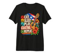 Come Sleep Play Cuatro Repite Música Puertorriqueña Camiseta Premium