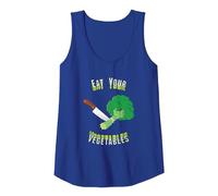Come Tus Verduras Camiseta sin Mangas, Mujer, Azul Real, XL