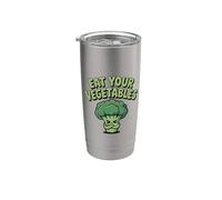 Come tus verduras Vegano Vegetariano Divertido Brócoli Dieta Vaso térmico de acero inoxidable de doble pared