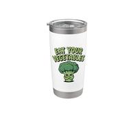 Come tus verduras Vegano Vegetariano Divertido Brócoli Dieta Vaso térmico de acero inoxidable de doble pared