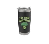 Come tus verduras Vegano Vegetariano Divertido Brócoli Dieta Vaso térmico de acero inoxidable de doble pared
