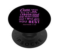Come Unto Me Mateo 11 28 Versículo de la Biblia Escritura Fe Orar PopSockets PopGrip Adhesivo