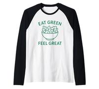 Come Verde, siéntete Genial - Camiseta a Base de Plantas para una Vida Saludable Camiseta Manga Raglan