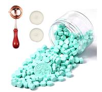 Comealltime Juego de 248 ceras, color macarrón, perlas octogonales, con 2 velas de té y 1 cuchara de fusión, cera lacre para sello de cera, sello verde menta