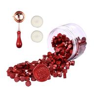 Comealltime Juego de 248 piezas de cera para sellar, perlas de cera para sellar octagonales con 2 velas de té y 1 cuchara para derretir, laca para sellos de cera (rojo llama)