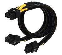 COMeap Cable de extensión PCIe para fuentes de alimentación Corsair, 63 cm + 23 cm, doble trenzado, color negro - ATX 8 pines macho a 2 conectores PCIe de 8 pines (6+2) - Adaptador para tarjetas