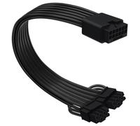 COMeap Extensión de cable 12VHPWR, 16 pines hembra a doble 8 pines (6+2) macho, cable de alimentación GPU de conversión PCIe para fuente de alimentación con puerto 12+4 pines 12VHPWR de 11.8 pulgadas