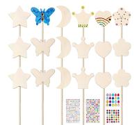 Comebachome 18 unids/Set Varita de Hadas, Varita de Princesa de Madera sin terminar con Pegatinas, Decoraciones de Fiesta de cumpleaños de Hadas, Manualidades de Fiesta para niñas, Juguetes