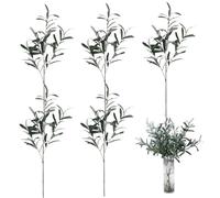 Comebachome 5 uds 30 Ramas de Olivo Artificiales sin Aceitunas, Tallos Verdes Artificiales realistas para decoración del hogar
