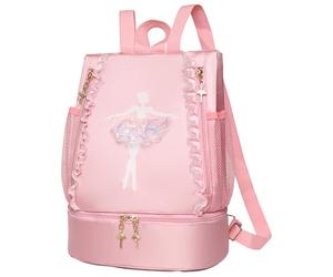 Comebachome Bolsa de baile para niñas, mochila de baile de tela Oxford con bolsas laterales y contenedor para zapatos, bolsa de gran capacidad con correas ajustables para niñas, adornos de jardín