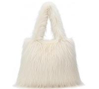 Comebachome Bolso esponjoso de gran capacidad, bolso de mano, peludo ligero Beige para mujer, adornos de jardín de invierno