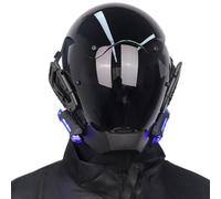Comebachome Ciberpunk Helmet, Cyberpunk Mask LED Blue Light Ciberpunk Casco Futurista ajustable con máscara Ciber Cyber Mask para adultos, disco, fiestas de cumpleaños, máscara punk