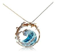Comebachome Collar de olas Joyería del océano ajustable Collar del juramento océano Elegante colgante inspirador de playa de olas azules para mujeres, Gartendekoration