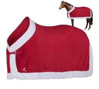 Comebachome Manta de Caballos de Navidad, Suave vellón de Invierno, Mantas de Caballo cálido, Hojas de Caballos Rojos de Navidad para decoración de Caballos de Navidad