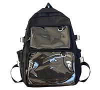 Comebachome Mochila con alfileres, bolsa de nailon de 12x6x17 con bolsillos transparentes, mochila ligera con correa ajustable para adolescentes, niñas, niños, decoración