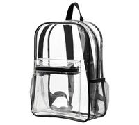 Comebachome Mochila transparente Mochila transparente de PVC flexible de gran capacidad Bolsa con múltiples bolsillos con correas reforzadas para viajes de trabajo universitario Negro