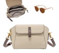 Comebybuy Leather Crossbody Bag,Vintage Shoulder Bag with Adjustable Strap,Mini Casual Lightweight Handbag for Women (Beige, 8.7 * 5.9 * 4in)